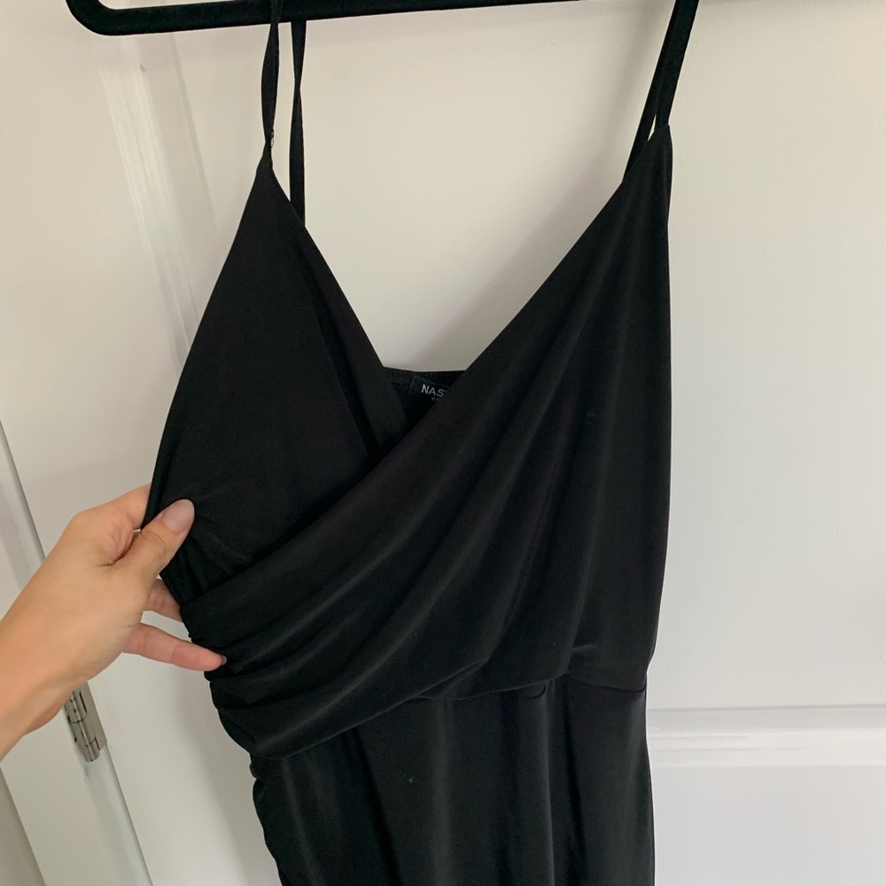 Nasty Gal Stretchy Slit Little Black Maxi Dress